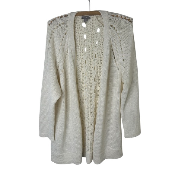 J. Jill Sweaters - J. JILL Cream Open Knit Long Cardigan Size XL Petite